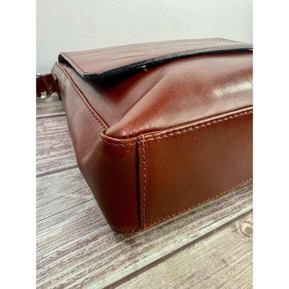 Vera Pelle Italian Genuine Leather Messenger Bag Crossbody Brown Made in Italy - Picture 13 of 17
